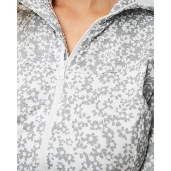 NEW G/FORE floral print full zip hoodie in heather grey - Picture 4 of 5